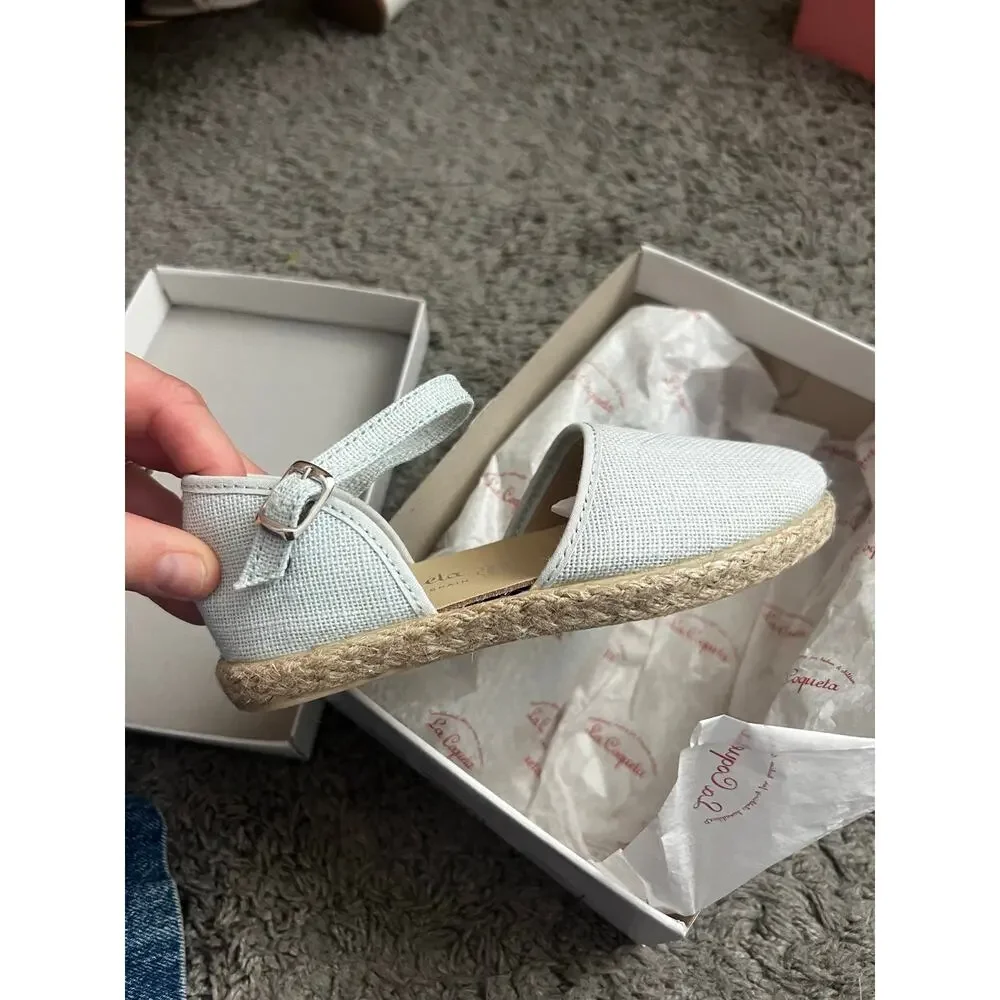 NWT Kids La Coqueta Olivia Canvas Girls Espadrille in Pale Blue